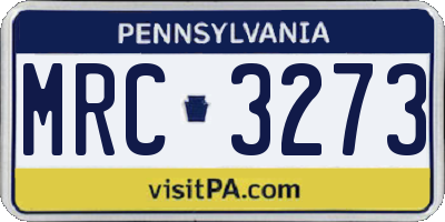 PA license plate MRC3273