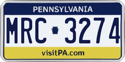 PA license plate MRC3274