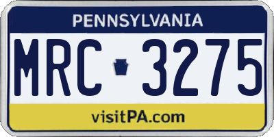 PA license plate MRC3275