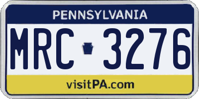 PA license plate MRC3276