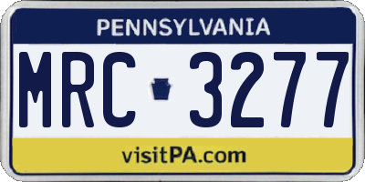 PA license plate MRC3277