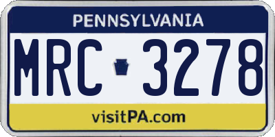 PA license plate MRC3278