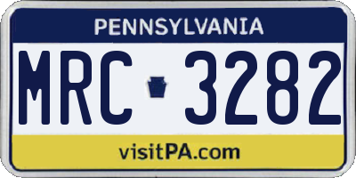 PA license plate MRC3282