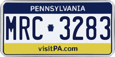 PA license plate MRC3283