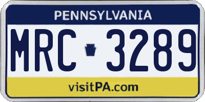 PA license plate MRC3289