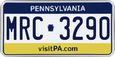 PA license plate MRC3290