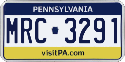 PA license plate MRC3291