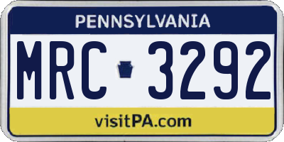PA license plate MRC3292