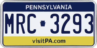 PA license plate MRC3293