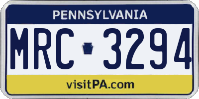 PA license plate MRC3294