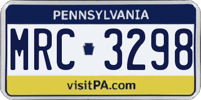 PA license plate MRC3298