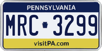 PA license plate MRC3299