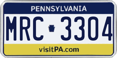 PA license plate MRC3304