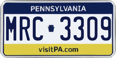 PA license plate MRC3309