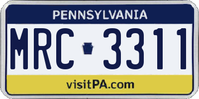 PA license plate MRC3311