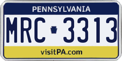 PA license plate MRC3313
