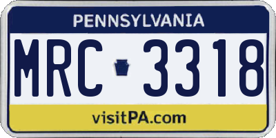 PA license plate MRC3318