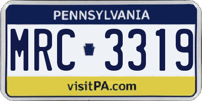 PA license plate MRC3319