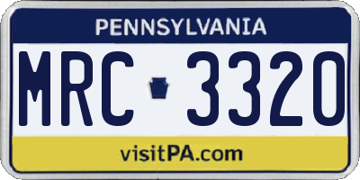 PA license plate MRC3320