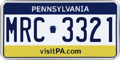 PA license plate MRC3321