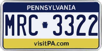 PA license plate MRC3322
