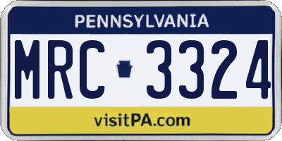 PA license plate MRC3324