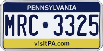 PA license plate MRC3325