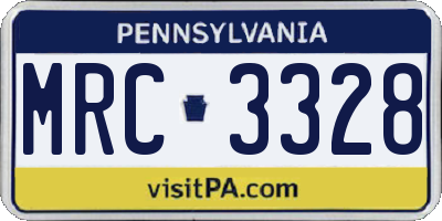 PA license plate MRC3328