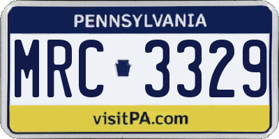 PA license plate MRC3329