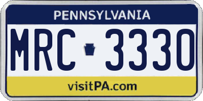 PA license plate MRC3330