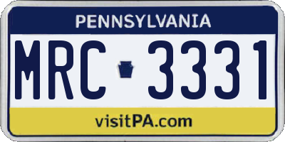 PA license plate MRC3331