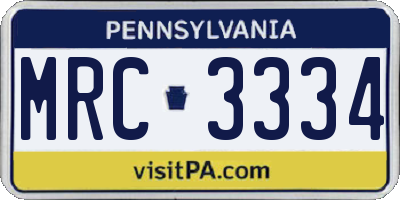 PA license plate MRC3334
