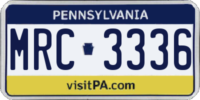 PA license plate MRC3336