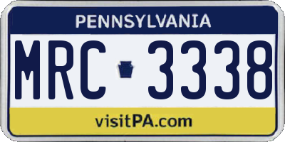 PA license plate MRC3338