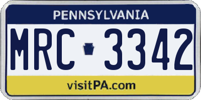 PA license plate MRC3342