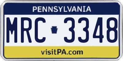 PA license plate MRC3348