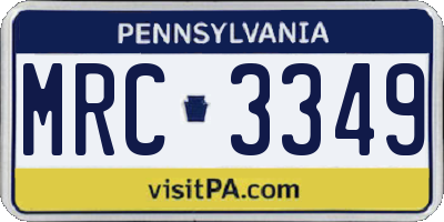 PA license plate MRC3349