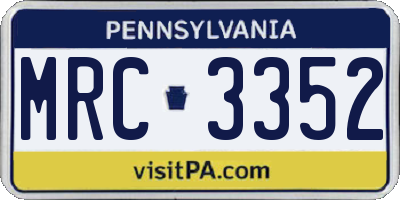 PA license plate MRC3352