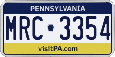 PA license plate MRC3354