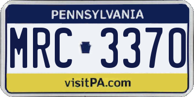 PA license plate MRC3370