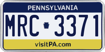 PA license plate MRC3371