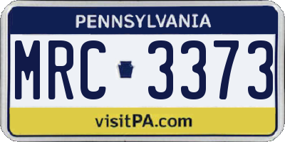 PA license plate MRC3373