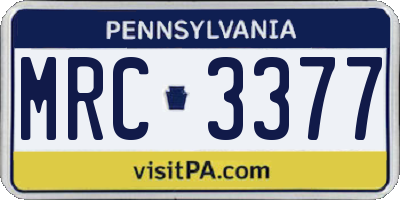 PA license plate MRC3377