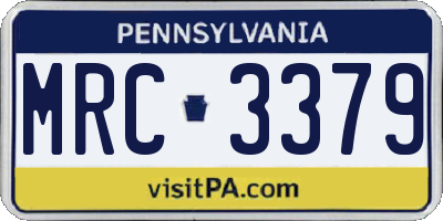 PA license plate MRC3379