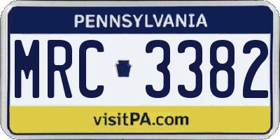 PA license plate MRC3382