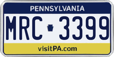 PA license plate MRC3399