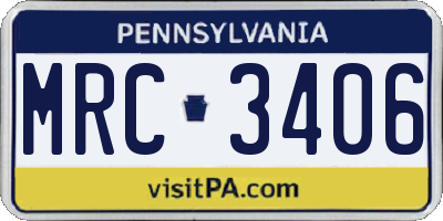 PA license plate MRC3406