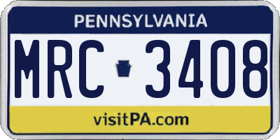 PA license plate MRC3408