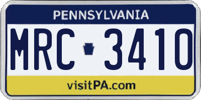 PA license plate MRC3410