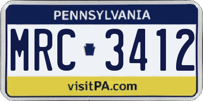 PA license plate MRC3412